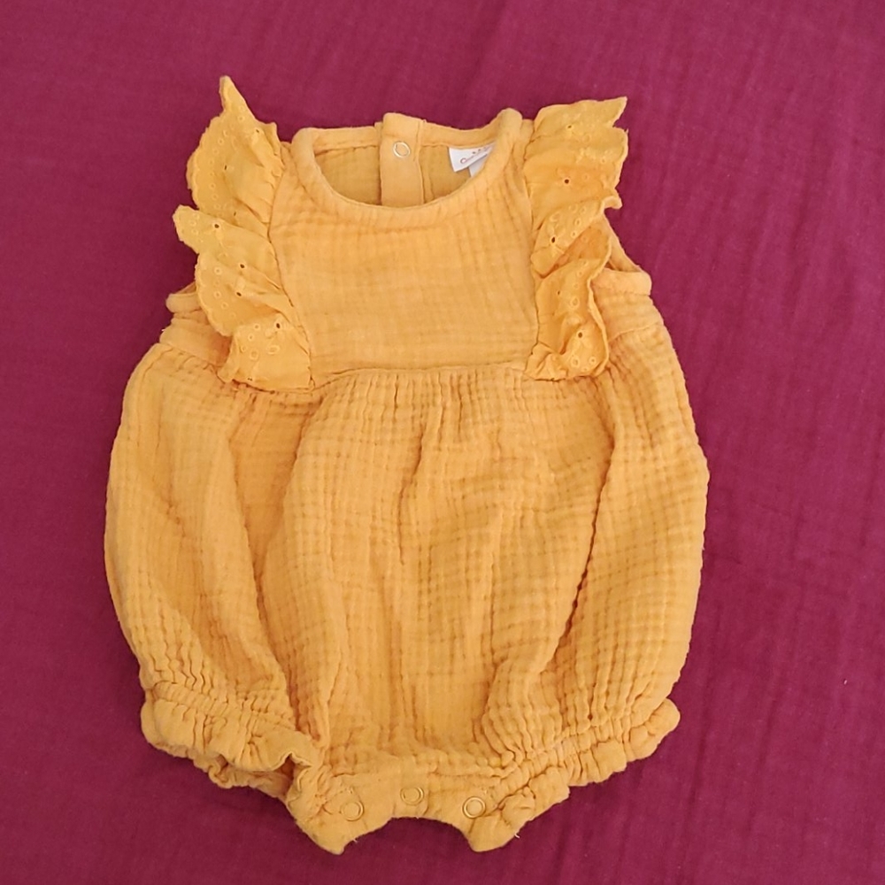 Cat & Jack mustard yellow (gold) baby girl romper
